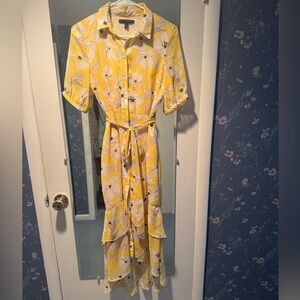 Banana Republic Yellow Wrap Sundress with Notched Collar